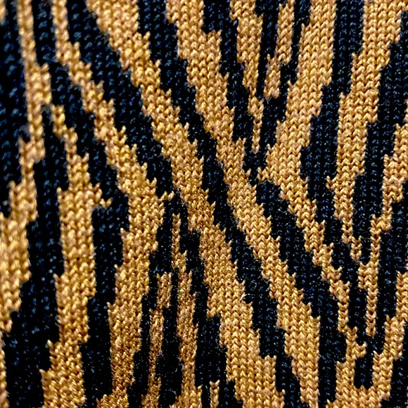 Gianni Black & Copper Herringbone Design Elbow Length Silk Sweater - Sz M - Picture 5 of 9